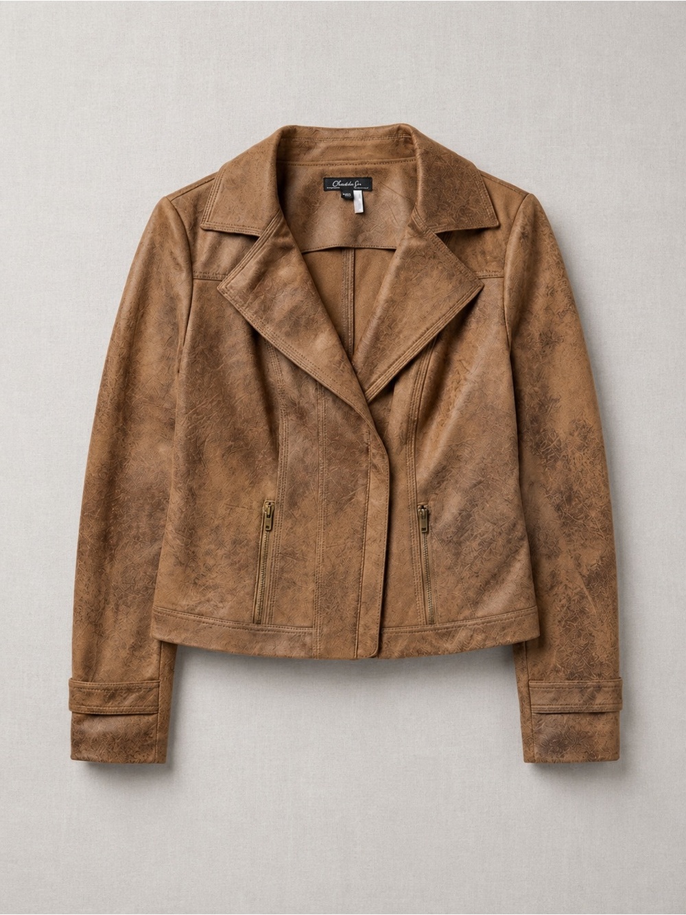 CHARLIE B Vintage Faux Leather Jacket in Truffle